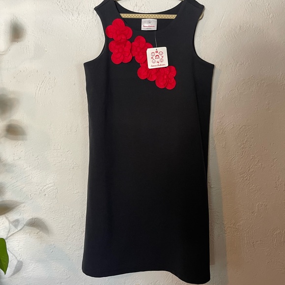 Hanna Andersson Black Dress with Red Floral Flowers - Picture 1 of 7